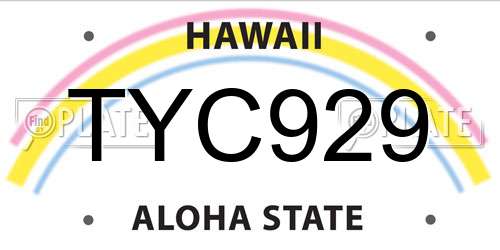 TYC929 Hawaii License Plate