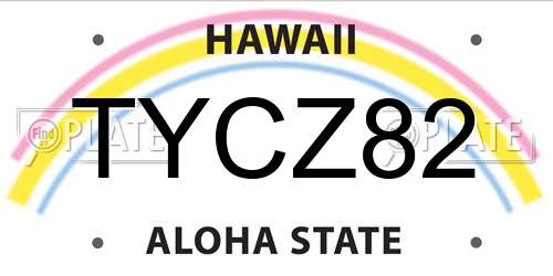 TYCZ82 Hawaii License Plate