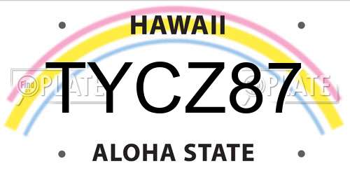 TYCZ87 Hawaii License Plate