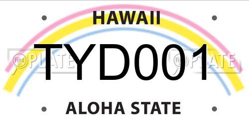 TYD001 Hawaii License Plate