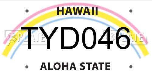 TYD046 Hawaii License Plate