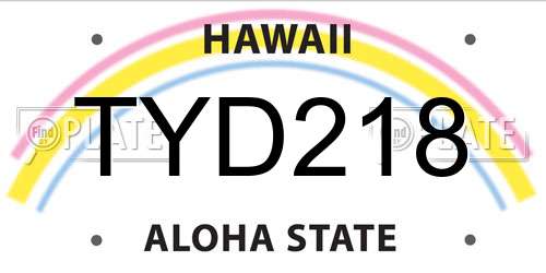 TYD218 Hawaii License Plate