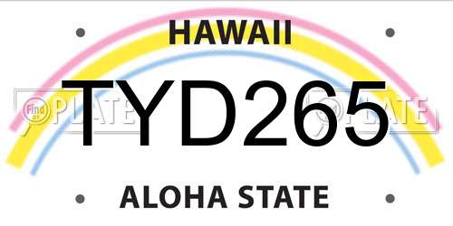 TYD265 Hawaii License Plate