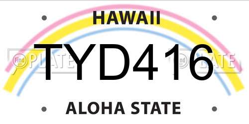 TYD416 Hawaii License Plate