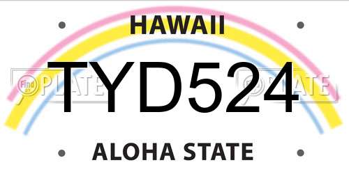 TYD524 Hawaii License Plate