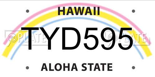TYD595 Hawaii License Plate