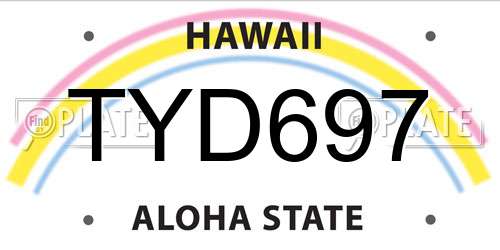 TYD697 Hawaii License Plate