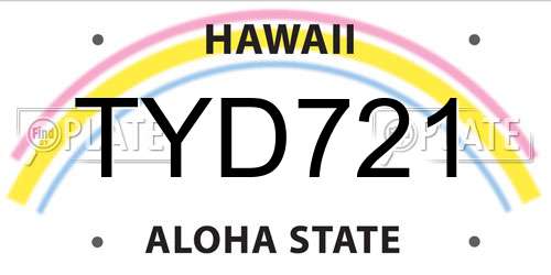 TYD721 Hawaii License Plate