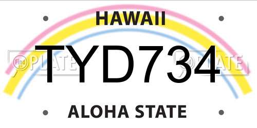TYD734 Hawaii License Plate