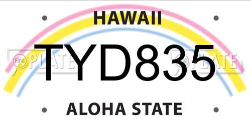 TYD835 Hawaii License Plate
