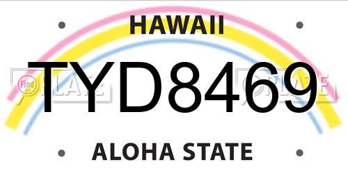 TYD8469 Hawaii License Plate