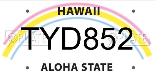 TYD852 Hawaii License Plate