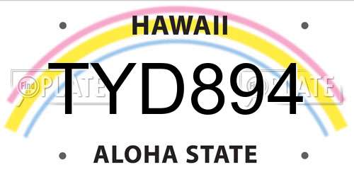 TYD894 Hawaii License Plate