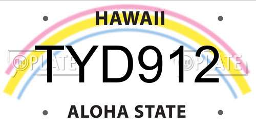 TYD912 Hawaii License Plate