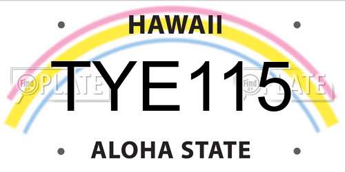 TYE115 Hawaii License Plate