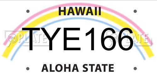 TYE166 Hawaii License Plate