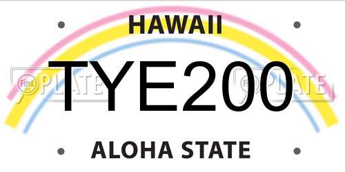 TYE200 Hawaii License Plate