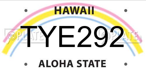 TYE292 Hawaii License Plate