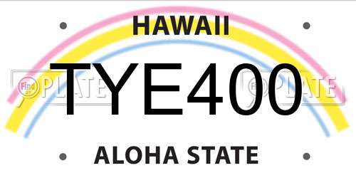 TYE400 Hawaii License Plate
