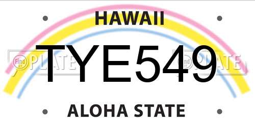 TYE549 Hawaii License Plate