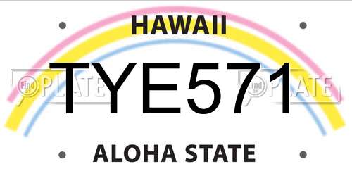 TYE571 Hawaii License Plate