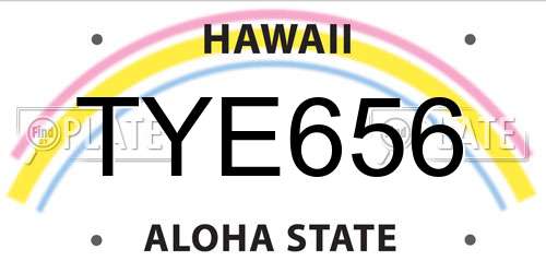 TYE656 Hawaii License Plate