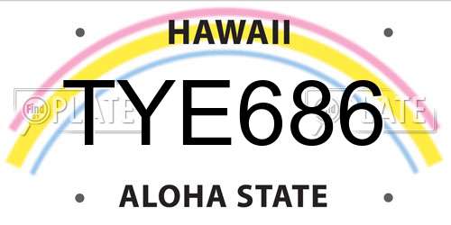 TYE686 Hawaii License Plate