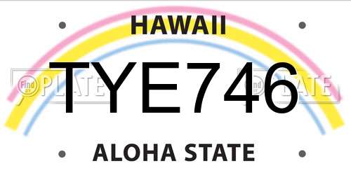 TYE746 Hawaii License Plate