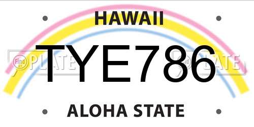 TYE786 Hawaii License Plate