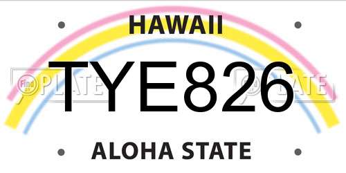 TYE826 Hawaii License Plate