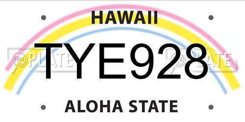 TYE928 Hawaii License Plate