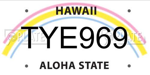 TYE969 Hawaii License Plate