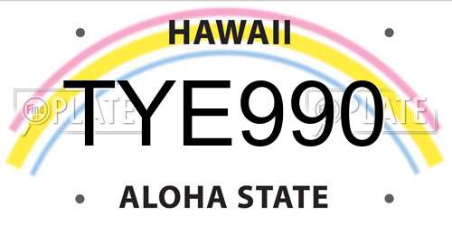 TYE990 Hawaii License Plate