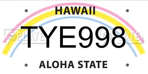 TYE998 Hawaii License Plate