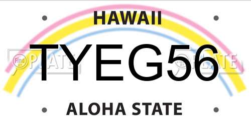 TYEG56 Hawaii License Plate