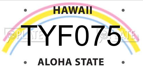 TYF075 Hawaii License Plate