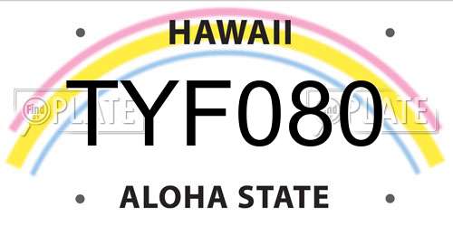 TYF080 Hawaii License Plate