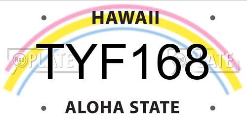 TYF168 Hawaii License Plate