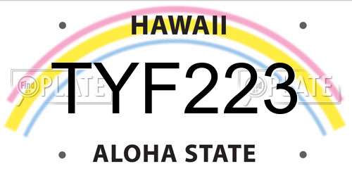 TYF223 Hawaii License Plate
