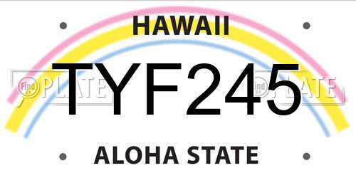 TYF245 Hawaii License Plate