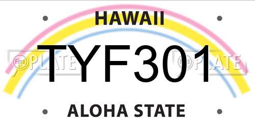 TYF301 Hawaii License Plate