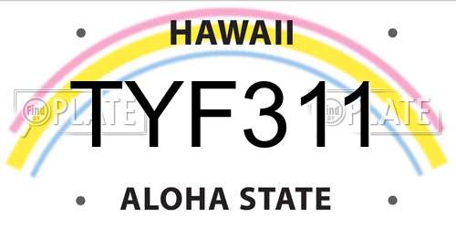 TYF311 Hawaii License Plate
