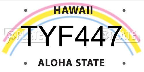 TYF447 Hawaii License Plate