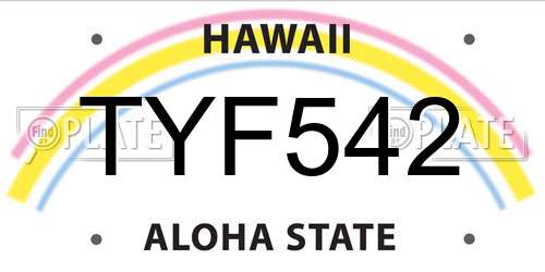 TYF542 Hawaii License Plate