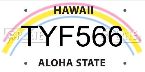 TYF566 Hawaii License Plate
