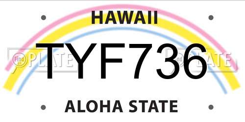 TYF736 Hawaii License Plate