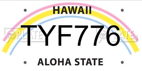 TYF776 Hawaii License Plate