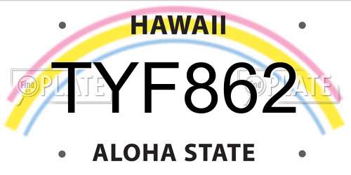 TYF862 Hawaii License Plate