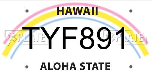 TYF891 Hawaii License Plate