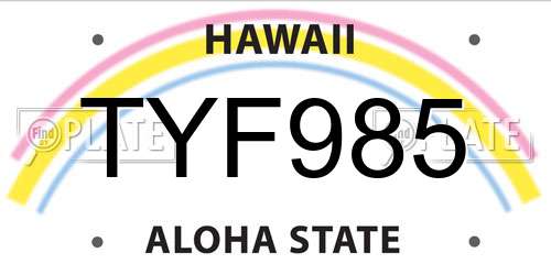 TYF985 Hawaii License Plate
